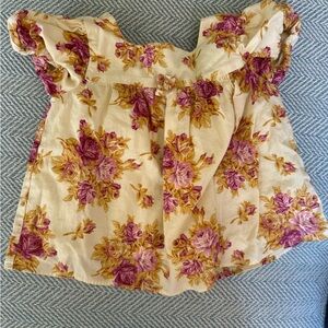 Janie and Jack Cream Floral Peasant Top with Pink & Mustard Roses